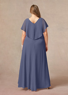 Azazie Eliza Kleider für die Brautmutter A-Linie V-Hals Gefaltet Chiffon Kleid Sturm image7