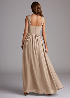 Azazie Calianna Bridesmaid Dresses Taupe A-Line Off the Shoulder Chiffon Convertible Dress image5