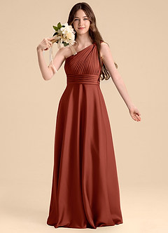 Azazie Charlize Junior Klänning av A-Line i Stretch Satin Plisserad image6