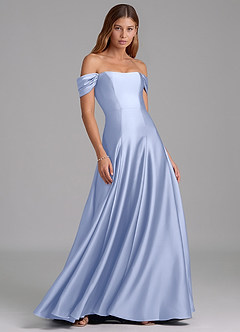Azazie Seriana Bridesmaid Dresses Ice A-Line Off the Shoulder Stretch Satin Convertible Dress image4