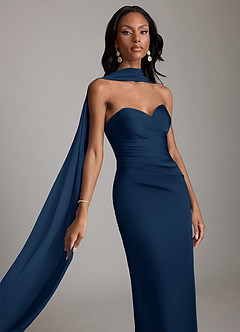 Azazie Sonora Suknie dla druhen Osłona Bez ramiączek Satyna elastyczna Do ziemi Sukienka image4