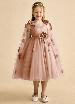 Azazie Staria Blumenmädchenkleider Ballkleid Gestreift Tüll Kleid Champagner Rosa image6