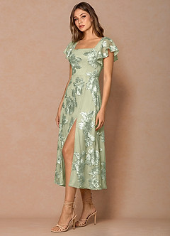Talia Light Green Midi Dress image4