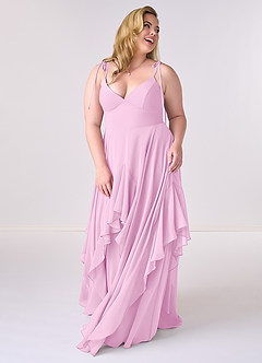 Barbie ♥ Azazie Bridesmaid Dresses V-neck Chiffon Tiered A-line Dress image8