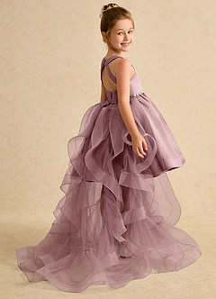 Azazie Julietta Flower Girl Dresses Dusty Rose Ball-Gown Convertible Tulle Dress image6