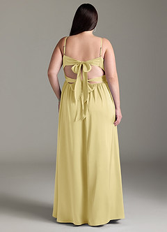 Azazie Zeya Bridesmaid Dresses Lemon Sorbet A-Line Pleated Stretch Satin Dress image10