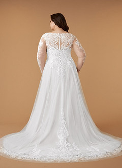 Azazie Essy Wedding Dresses Diamond White A-Line V-Neck Sequins Tulle Dress image10