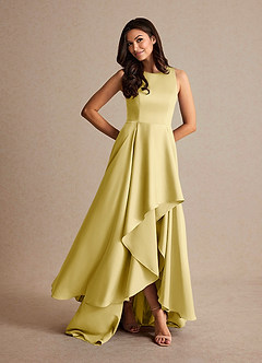 Azazie Niles Mère de la mariée Robes Robe Trapèze en Satin extensible Traînes Sorbet Citron image7