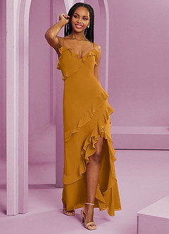 Barbie ♥ Azazie Jurken voor bruidsmeisjes Jurk van Chiffon met Kolom Boterbabbelaar image3