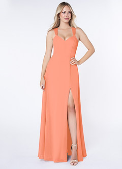 Azazie Jane Bridesmaid Dresses Sunset A-Line V-Neck Pleated Chiffon Dress image1