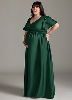 Azazie Verna Robes de demoiselle d'honneur de maternité Robe Trapèze Rayé Longueur ras du sol Satin extensible image14