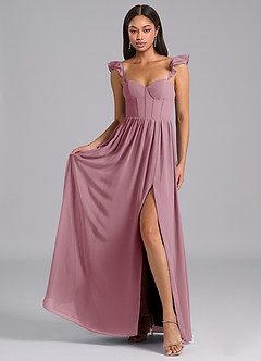 Azazie Denisse Bridesmaid Dresses Vintage Mauve A-Line Ruched Chiffon Dress image4