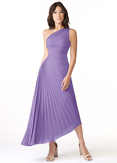 Azazie Kirra Bridesmaid Dresses Tahiti A-Line One Shoulder Chiffon Dress image1