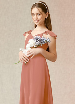 Azazie Everett Junior A-Linie Chiffon Kleid Mai Tai image6