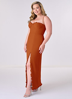 Barbie ♥ Azazie Bridesmaid Dresses Paprika Sheath Corset Chiffon Dress image9