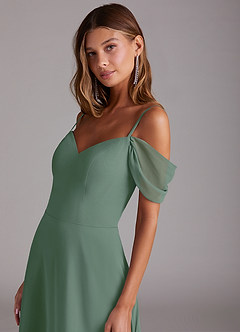 Azazie Marley Bridesmaid Dresses Eucalyptus A-Line Off the Shoulder Chiffon Convertible Dress image8