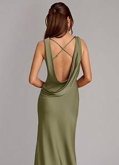 Azazie Cheryl Bridesmaid Dresses Pistachio Mermaid Stretch Satin Dress image2