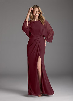 Azazie Ysabella vestidos de madre de la novia Vestido de Cabernet de Malla de Sirena con Plisado image2