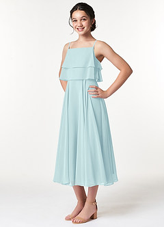Azazie Ensley Junior Sea Glass A-Line Pleated Chiffon Dress image4