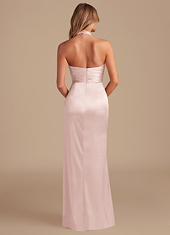 Azazie Jemma Bridesmaid Dresses Blushing Pink Sheath Pleated Metallic Satin Dress image7