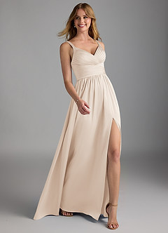 Azazie Chanel Brudtärnklänningar Klänning av A-Line i Stretch Satin Plisserad Vit Alabaster image6