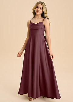 Azazie Bear Junior Sangria A-Line Sweetheart Neckline Stretch Satin Dress image4