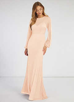 Azazie Denali Final Sale Agave Sheath Bow Mesh Dress image1