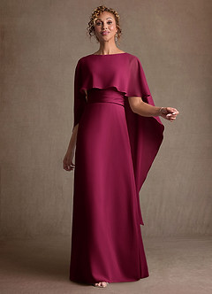 Azazie Marilla vestidos de madre de la novia Vestido Borgoña de Gasa de Corte en A con Plisado image1