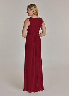 Azazie Manuella Mother of the Bride Dresses Burgundy A-Line V-Neck Pleated Chiffon Dress image6