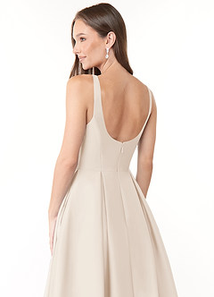 Azazie Neve Bridesmaid Dresses White Alabaster Ball-Gown with Pockets Stretch Satin Dress image6