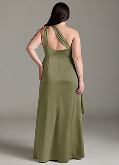 Azazie Maive Brautjungfernkleider Etui Gestreift Stretch-Satin Kleid Pistazie image7
