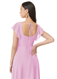Azazie Bondi Bridesmaid Dresses Candy Pink A-Line Ruched Chiffon Dress image5