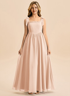 Azazie Delia Junior Abito A-Line in Chiffon Fiocco Rosa Inglese image5