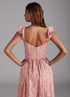 Azazie Denisse Bridesmaid Dresses Rosette A-Line Ruched Floral Burnout Dress image6