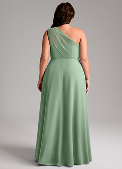 Azazie Phaedra Bridesmaid Dresses Matcha A-Line One Shoulder Chiffon Dress image10