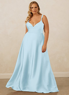 Christian Siriano Bridal for Azazie 1001 Brautjungfernkleider A-Linie Herzausschnitt Stretch-Satin Kleid Himmelblau image11