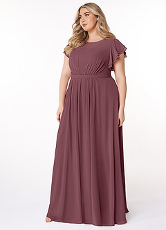 Azazie Daphne Modest Bridesmaid Dresses A-Line Ruffled Chiffon Floor-Length Dress image8