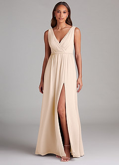 Azazie Tanicia Bridesmaid Dresses White Alabaster A-Line Pleated Chiffon Dress image1
