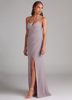 Azazie Maci Bridesmaid Dresses Dusk Sheath Pleated Chiffon Dress image3