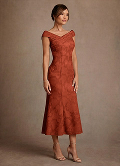 Azazie Keith Suknie dla Matki Panny Młodej Osłona Pofałdowany Kwiatowe wypalenie Długość herbaty Sukienka image3