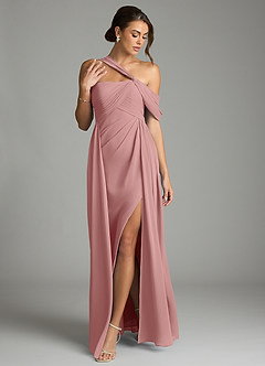 Azazie Kassandra Bridesmaid Dresses Dusty Rose A-Line Off the Shoulder Chiffon Dress image3