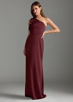Azazie Rinna Bridesmaid Dresses Cabernet Mermaid Ruched Stretch Satin Dress image4