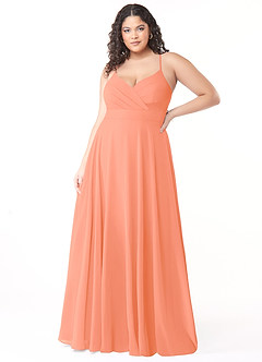 Azazie Avelina Bridesmaid Dresses Sunset A-Line V-Neck Pleated Chiffon Dress image6
