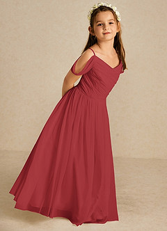 Azazie Chelle Flower Girl Dresses Rust A-Line Pleated Chiffon Dress image5