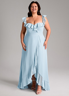 Azazie Lyra Bridesmaid Dresses Sky Blue A-Line Chiffon Convertible Dress image15
