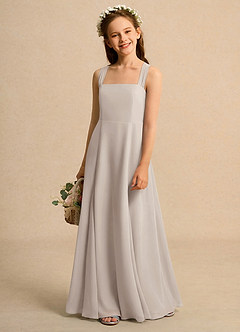 Azazie Tater Junior Formal Abiti da Ragazza di Fiori Abito A-Line in Chiffon Plissettato Gelo image1