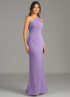 Azazie Akilah Robes de demoiselle d'honneur Robe Sirène en Jersey extensible de qualité supérieure Une épaule Lilas image5