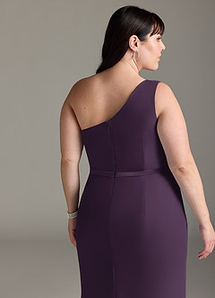Azazie Liza Bridesmaid Dresses Plum Mermaid One Shoulder Chiffon Dress image11