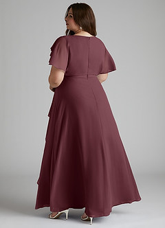 Azazie Aaliyah Modest Bridesmaid Dresses A-Line Scoop Pleated Chiffon Floor-Length Dress image9