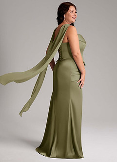 Azazie Sorrel Vestidos de damas de honor Vestido de Pistacho de Satén Elástico de Corte Sirena Convertible con Sin tirantes image11